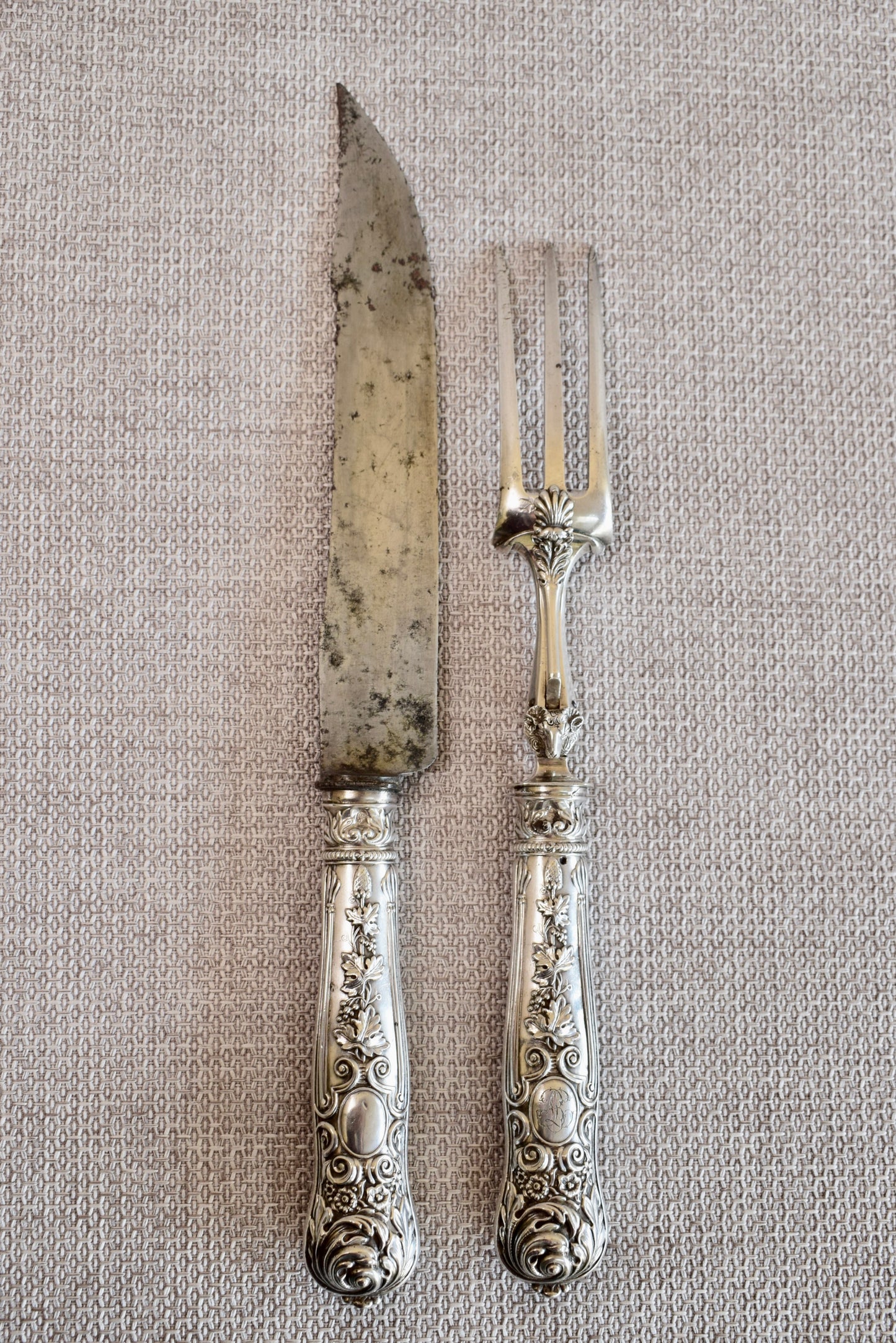 RARE 2pc Silver Carving Set by GILLOT