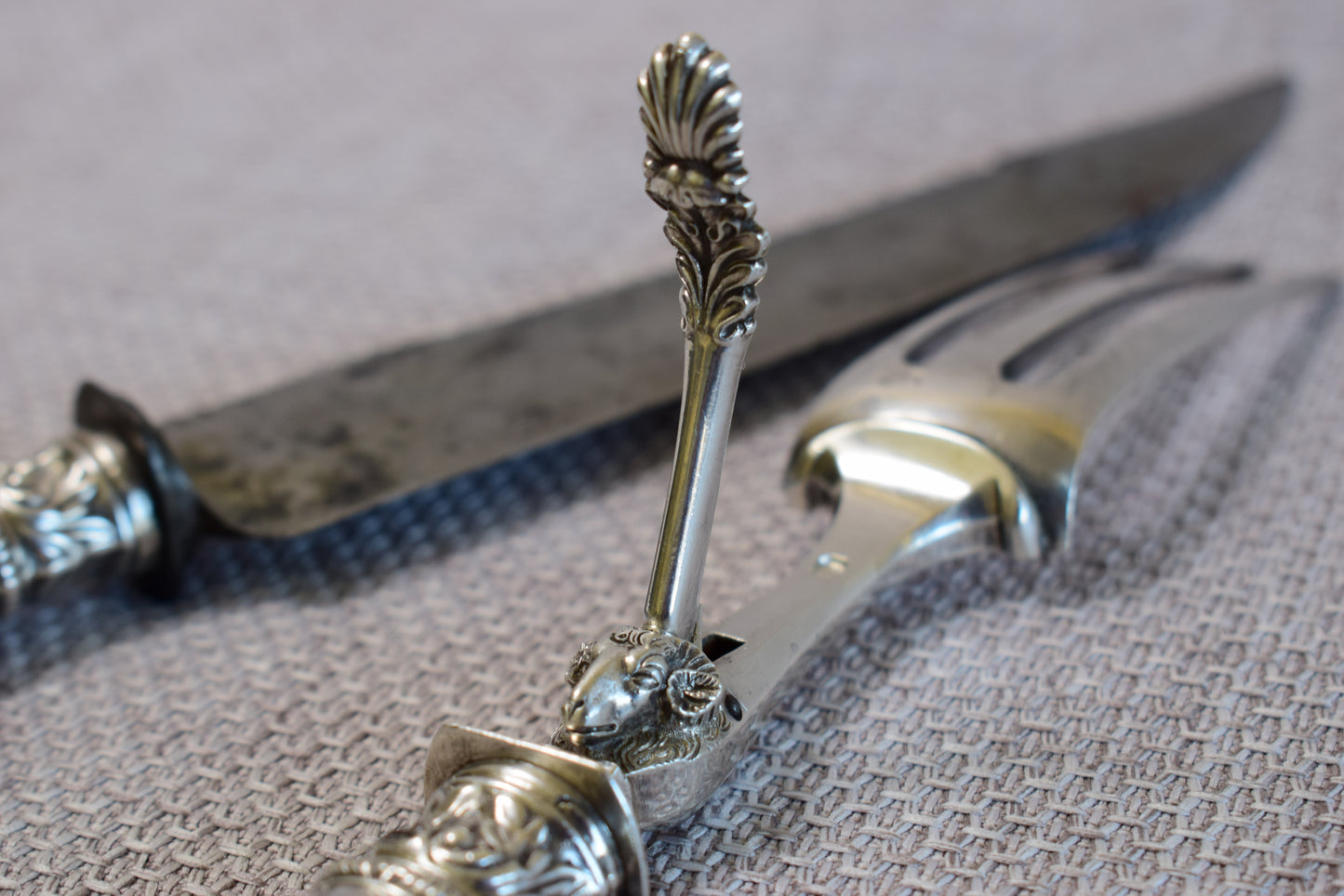 RARE 2pc Silver Carving Set by GILLOT