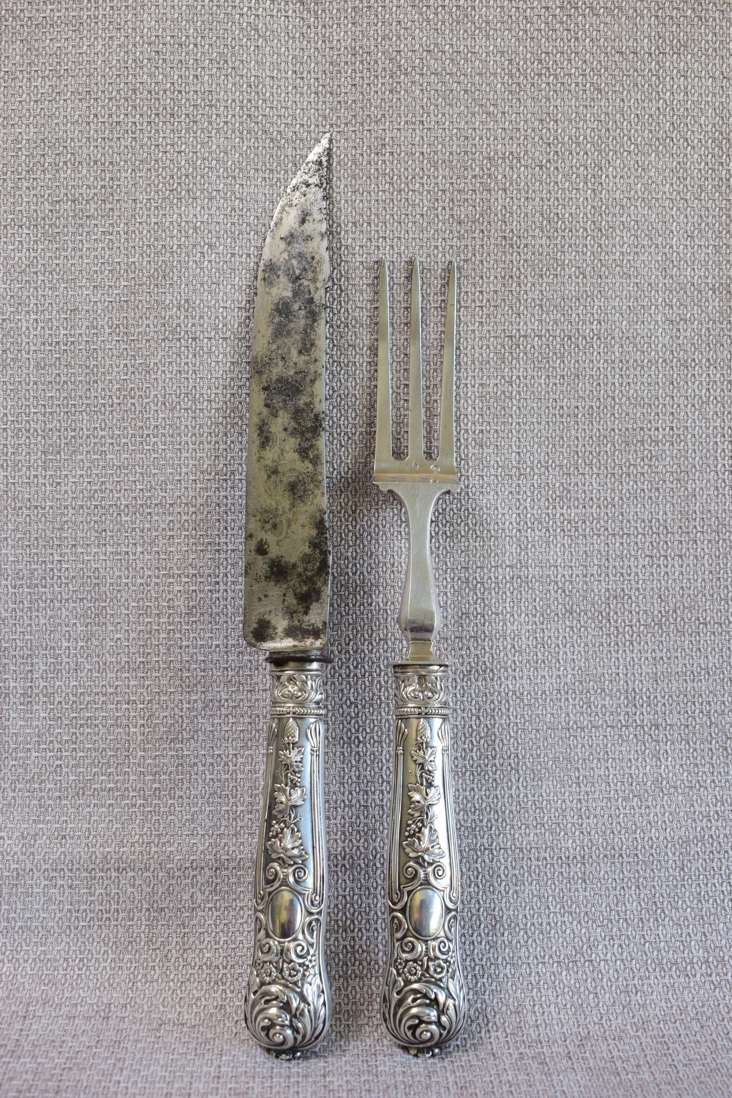 RARE 2pc Silver Carving Set by GILLOT