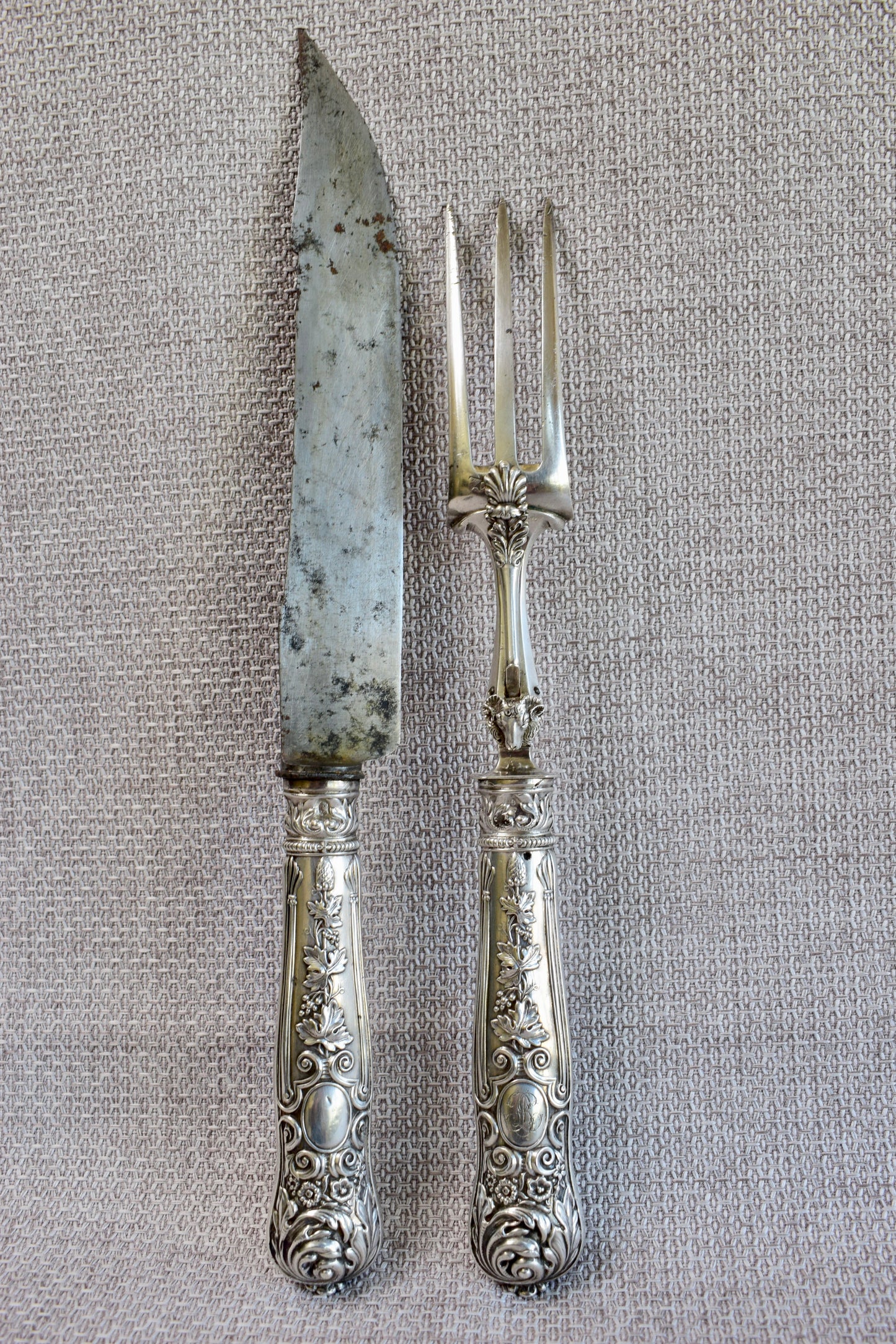 RARE 2pc Silver Carving Set by GILLOT