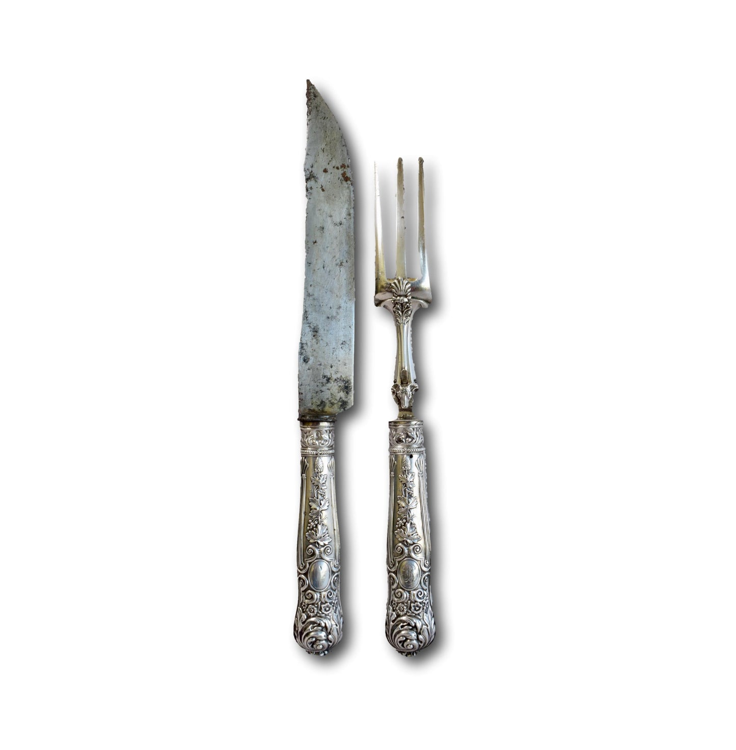 RARE 2pc Silver Carving Set by GILLOT
