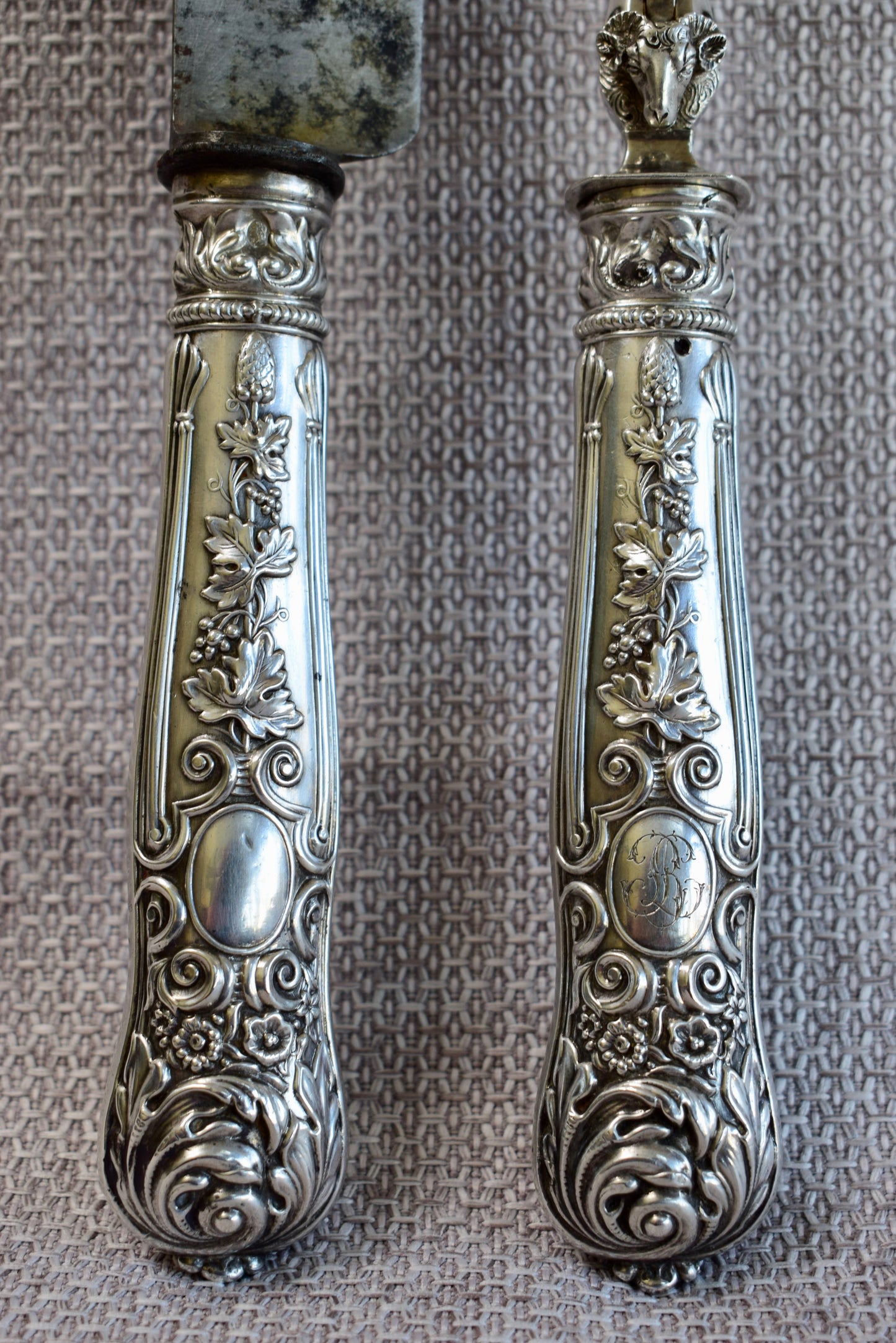 RARE 2pc Silver Carving Set by GILLOT