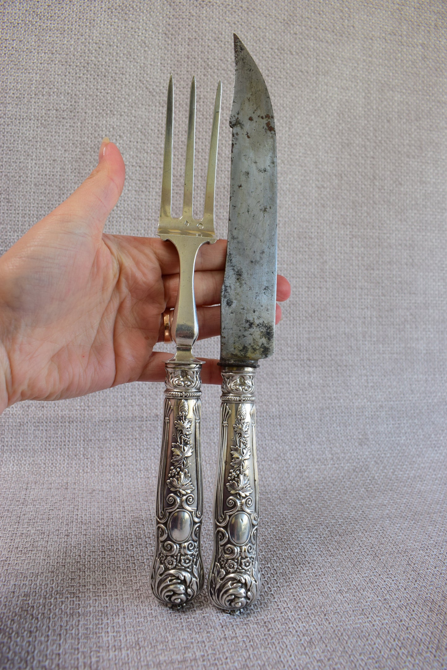 RARE 2pc Silver Carving Set by GILLOT