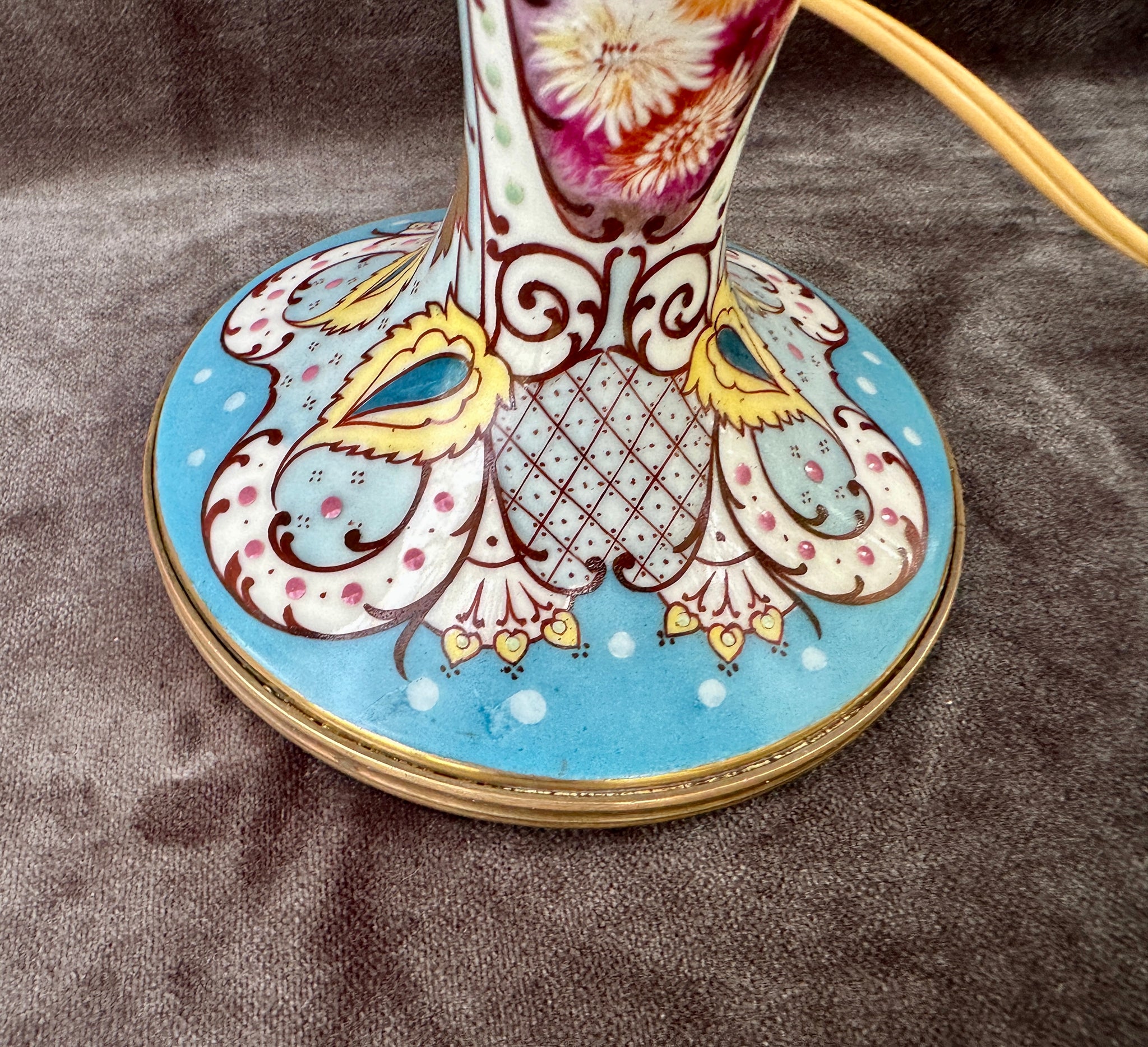 Antique French Art Nouveau Limoges Porcelain Lamp Stand