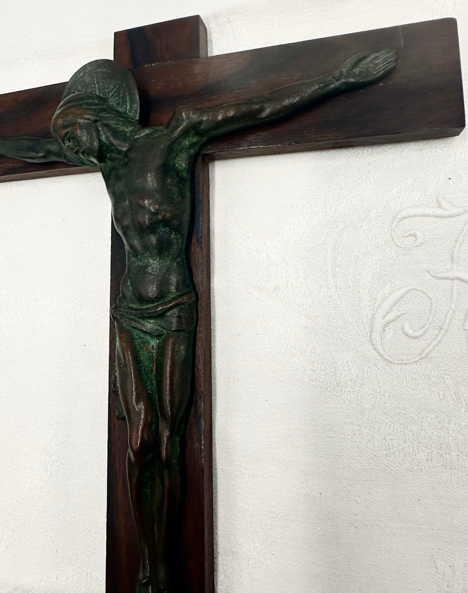 Green Bronze Wall Crucifix
