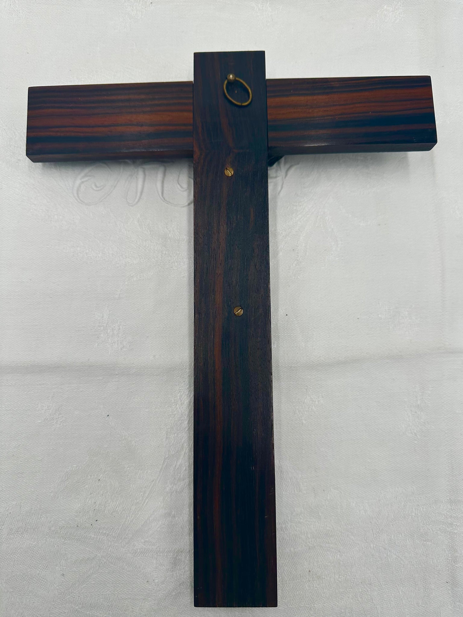 Art Deco Bronze and Macassar Wood Crucifix
