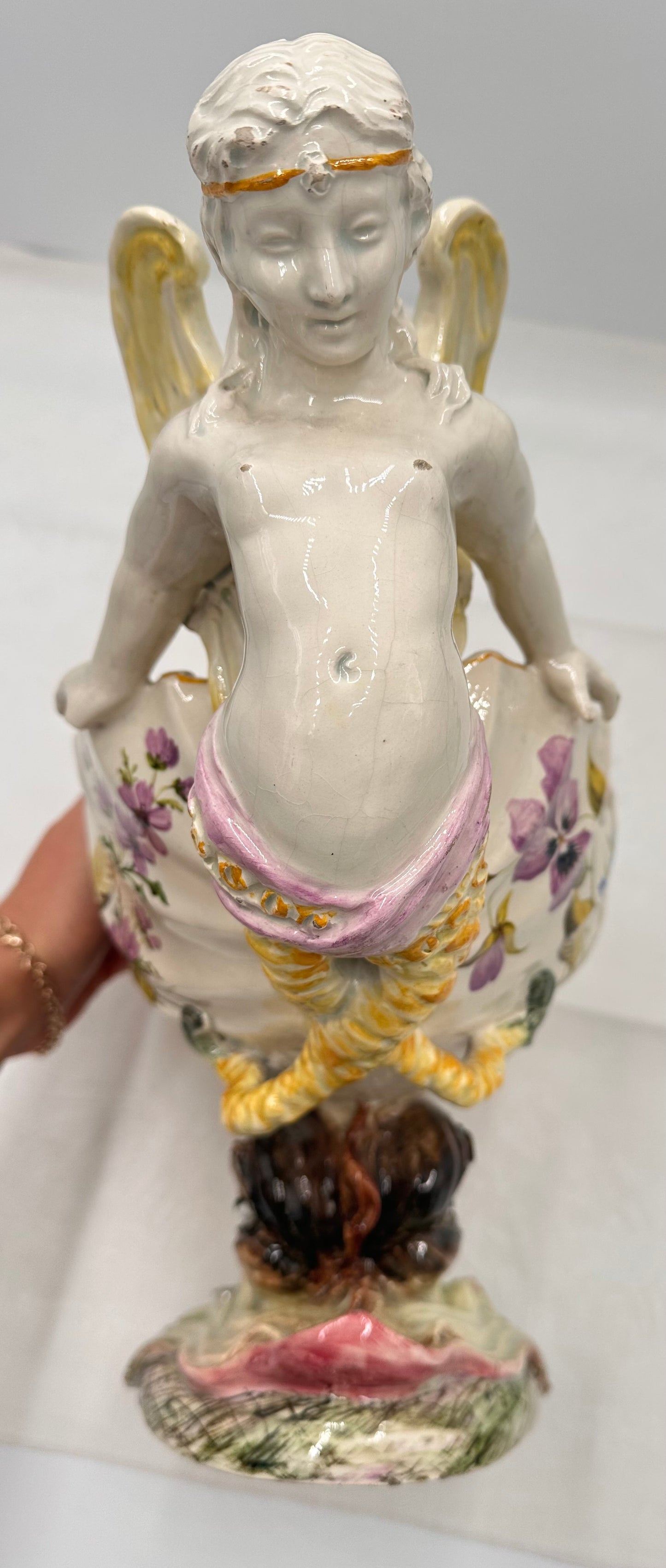 Centre de Table en Majolique Italienne Nove Poisson Sirène
