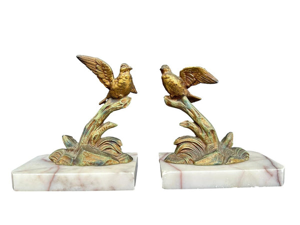 French Art Deco Pair of Bookends of Birds