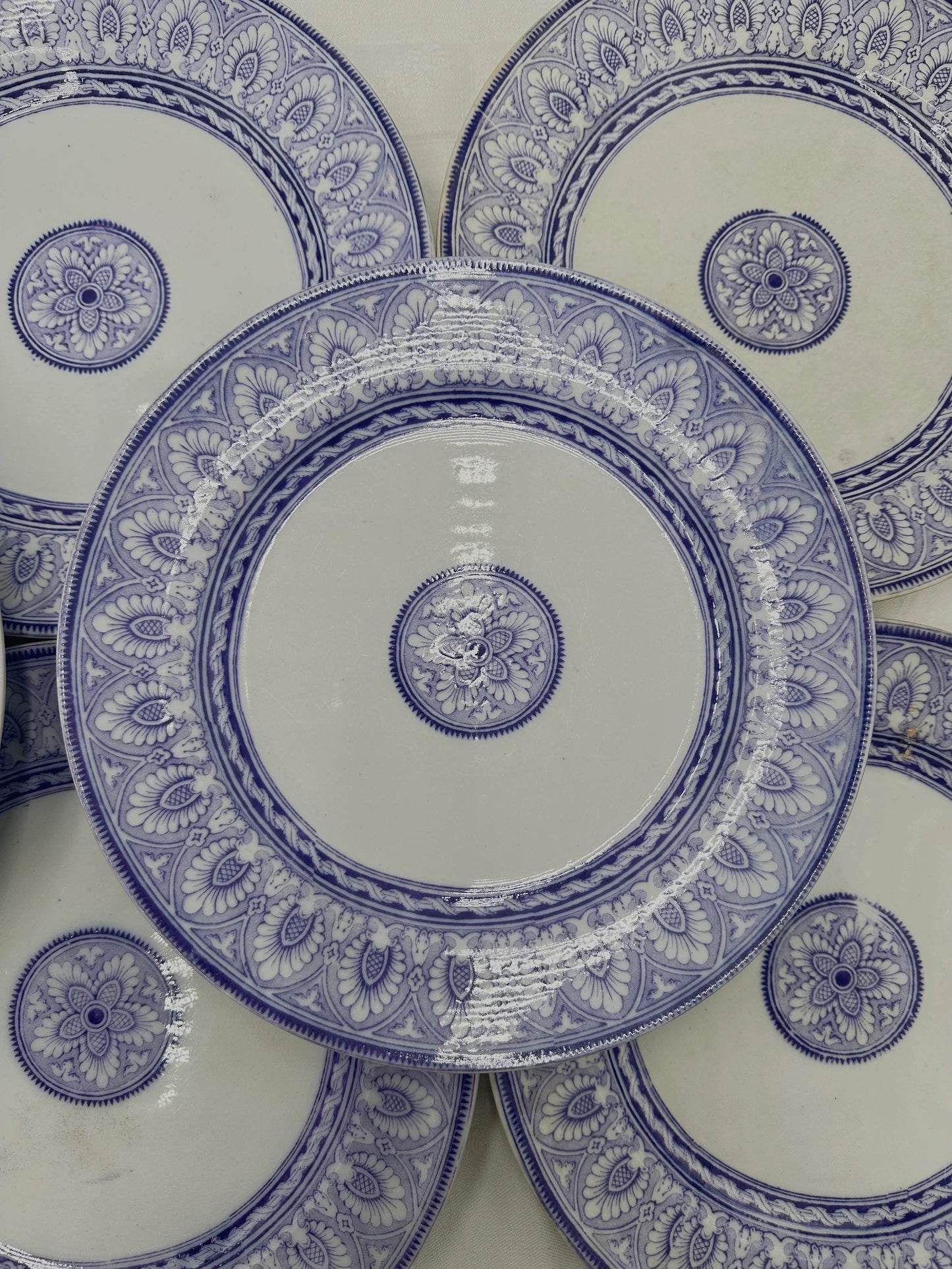 Bates Elliot & Co Grecian Set of 8 Dinner Plates