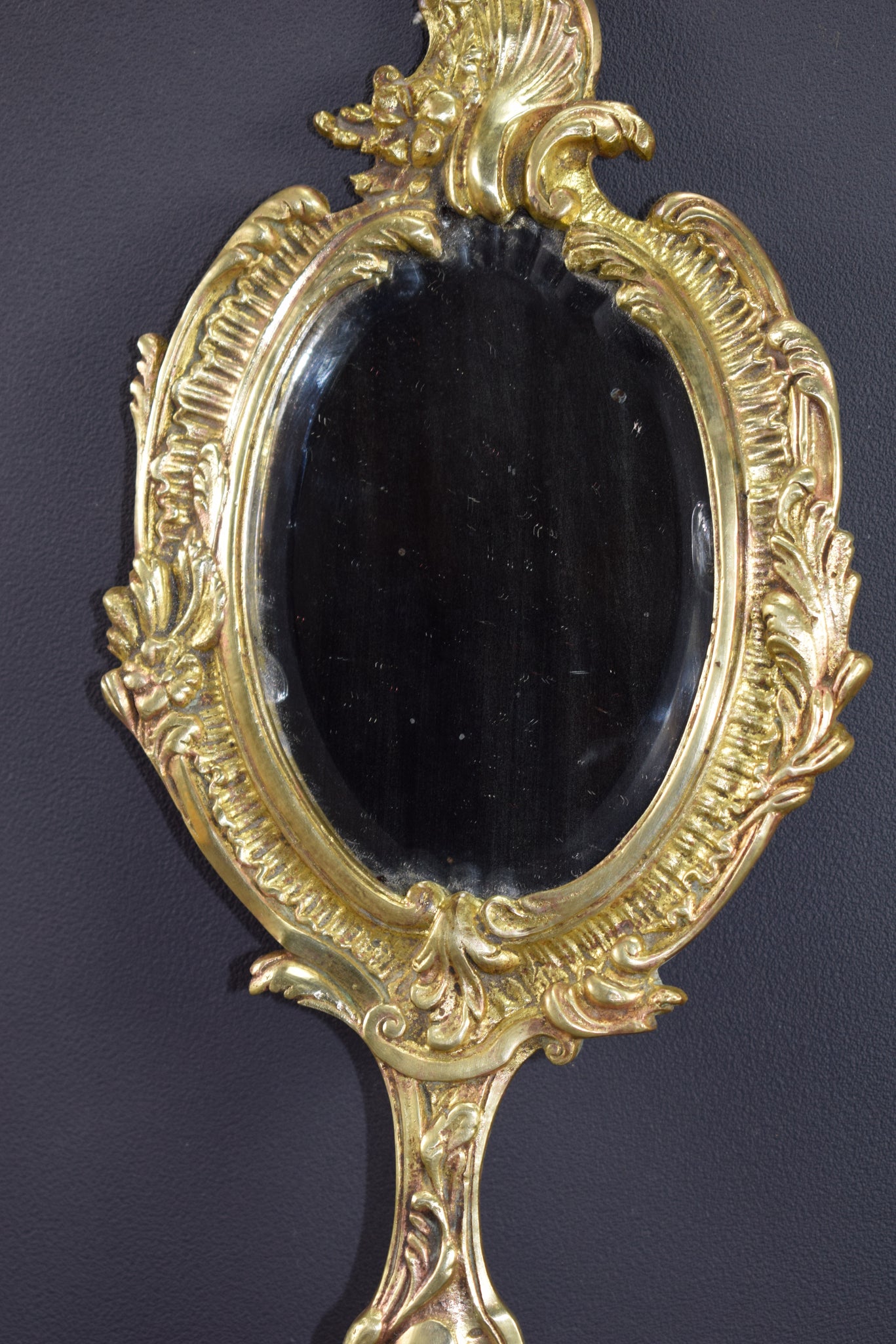 Vintage French Bronze hand mirror 19th