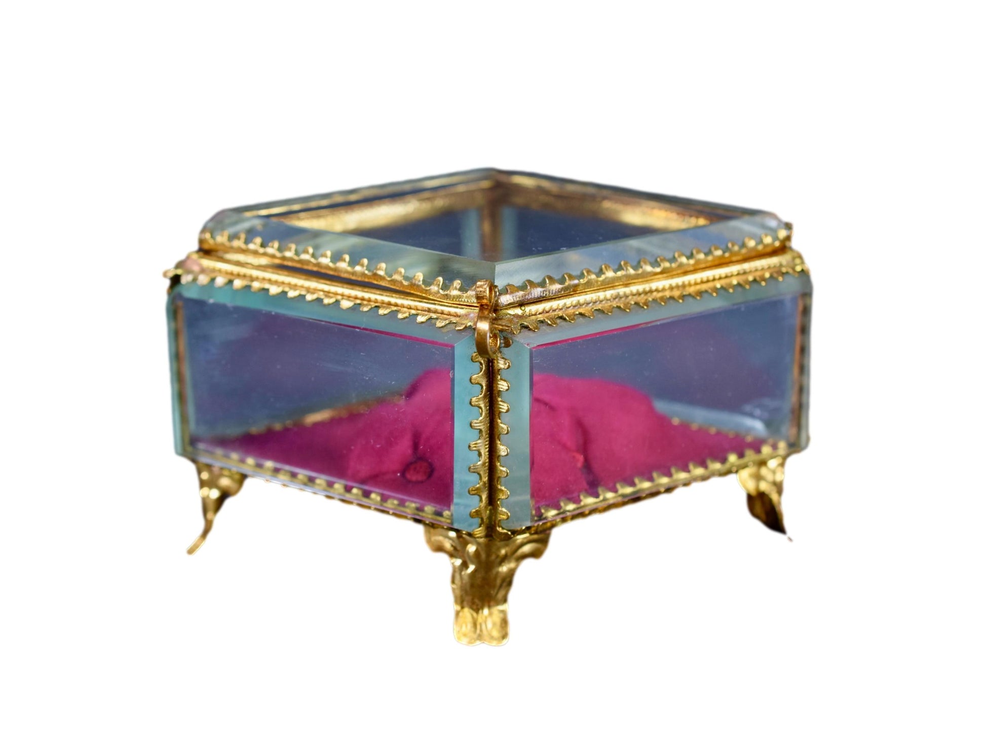 French Ormolu and Glass Casket Hinged Box Wedding