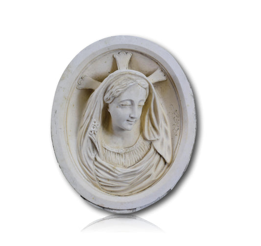 French Antique Carved Meerschaum Wall Pendant Mary Medallion