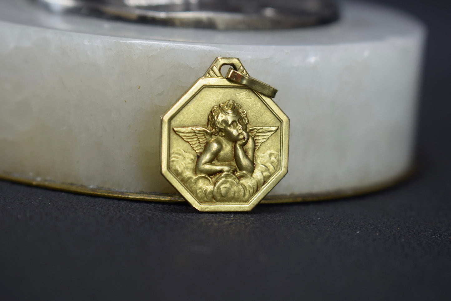 Gold Filled Angel Putti Medal Pendant Oria