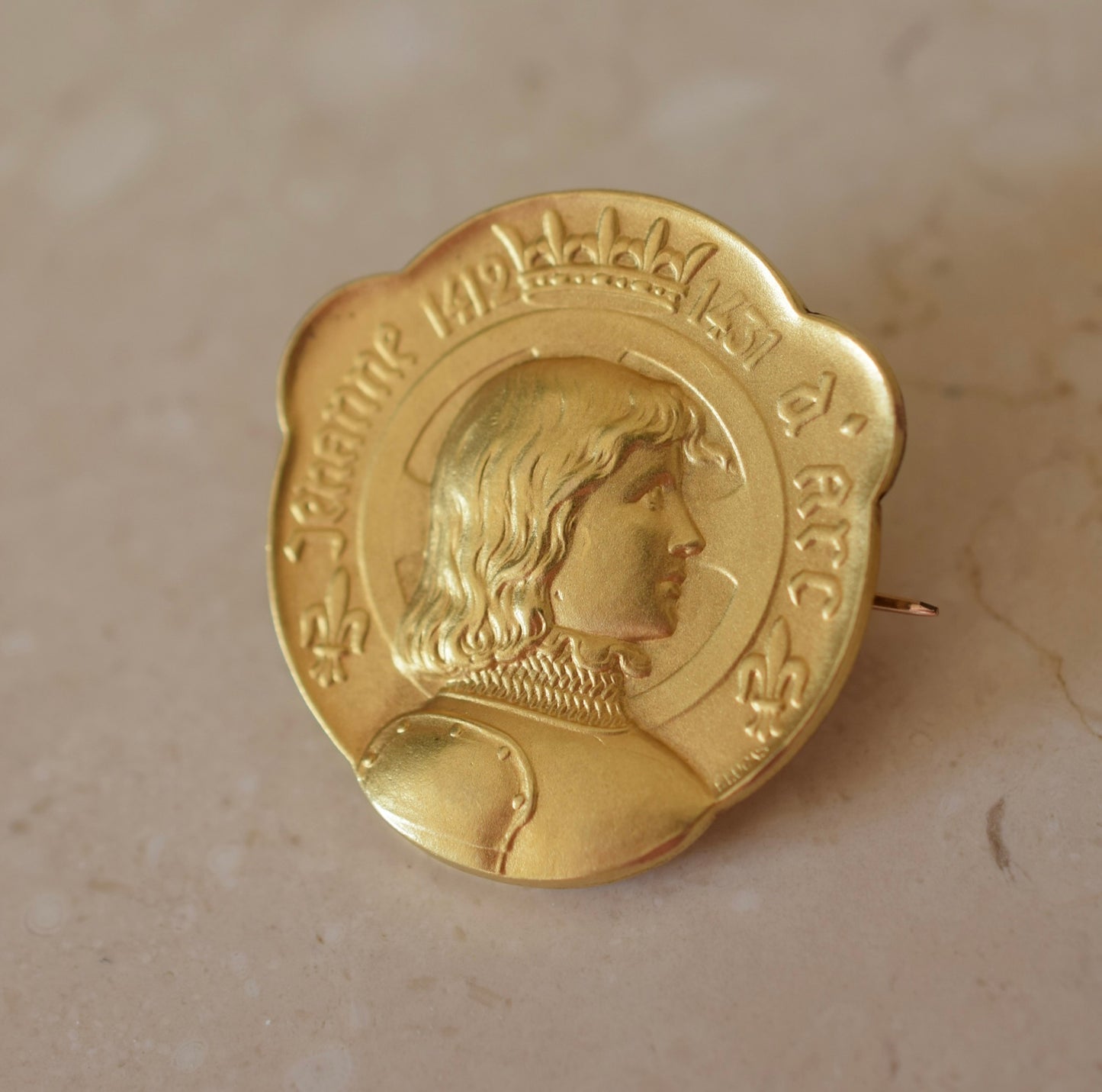 Gold St Joan of Arc Brooch