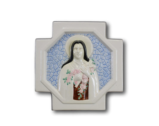 Saint Teresa Infant of Jesus Wall Plaque by Desvres Maria CAULLET NANTARD