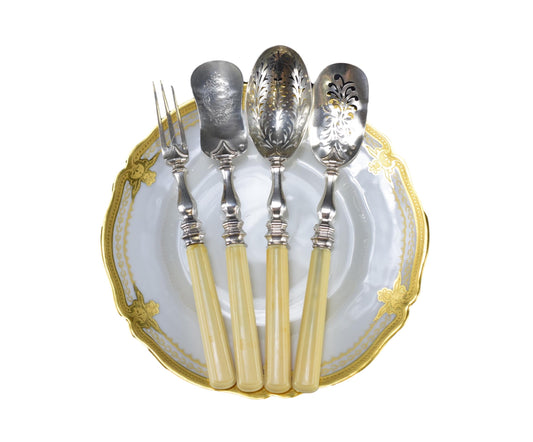 Antique French Sterling Silver 4pc Hors d'Oeuvre Implement Set