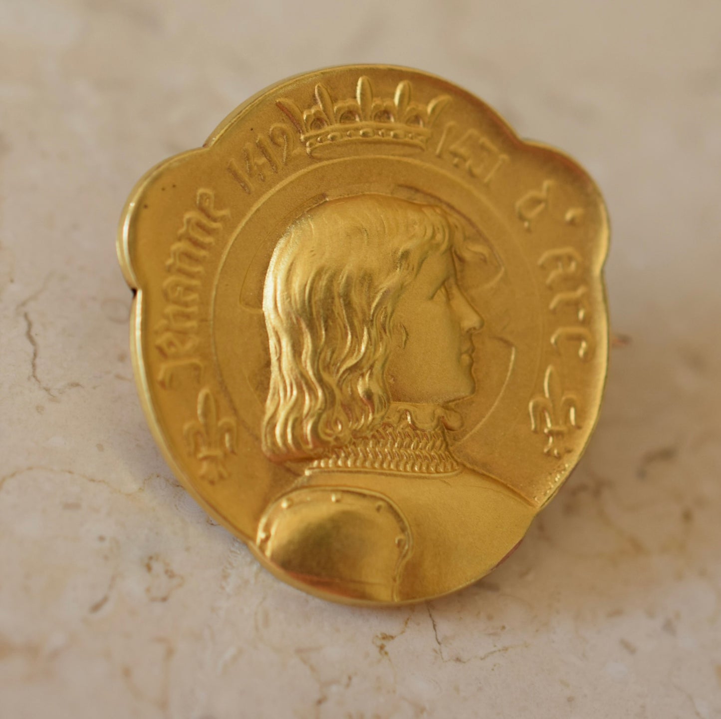 Gold St Joan of Arc Brooch