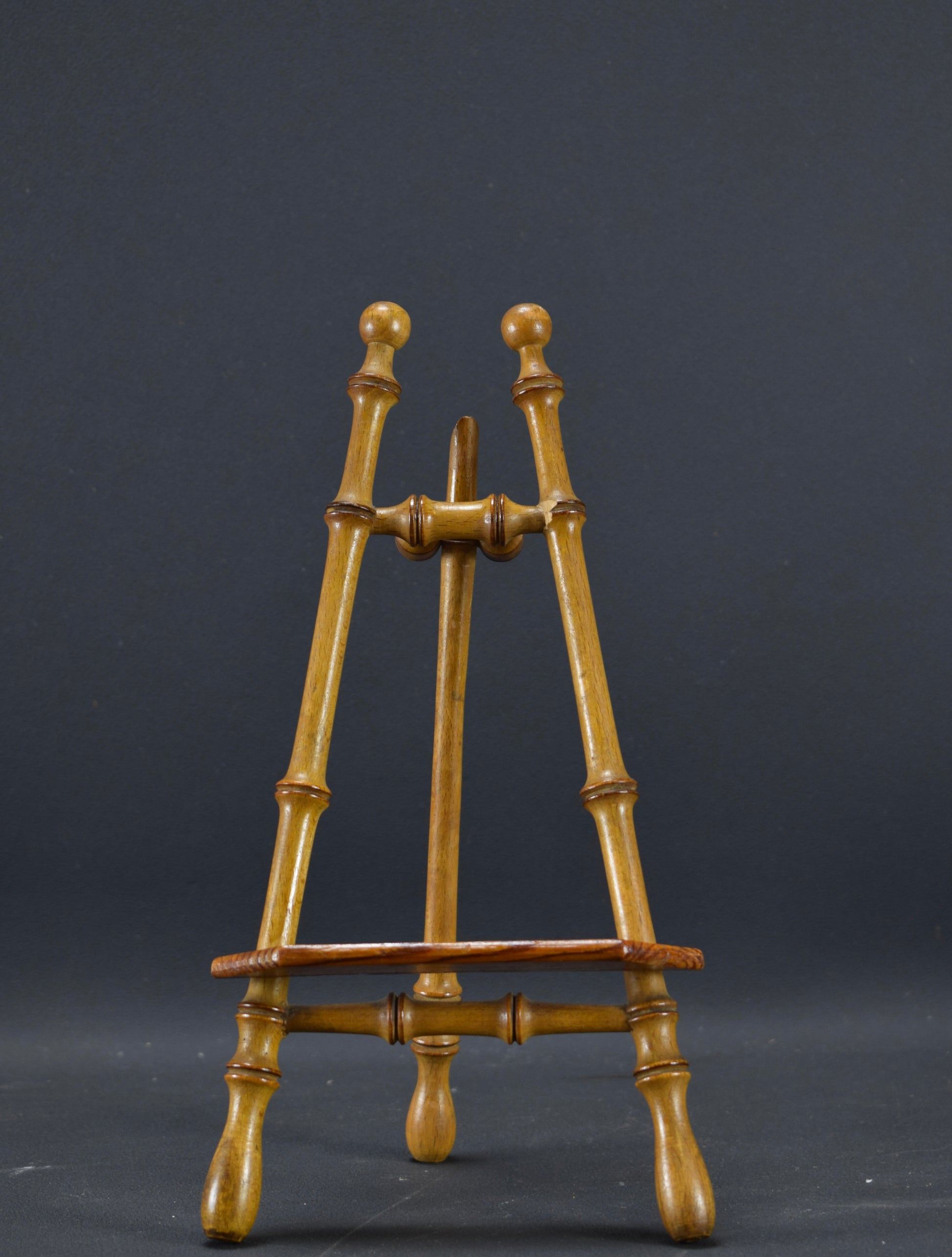 Vintage Faux Bamboo Display Easel French Wood Tabletop Standing Easel