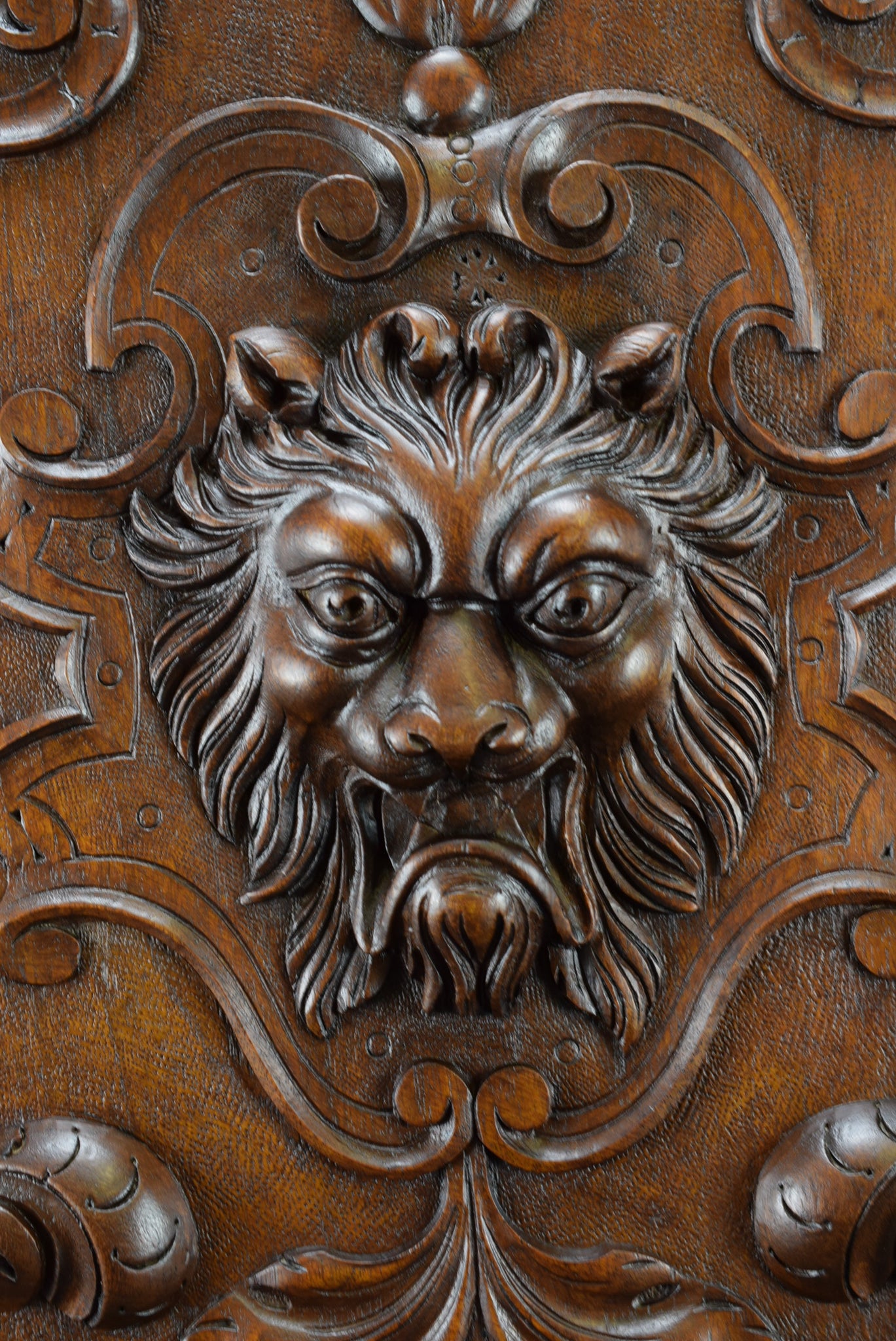Lion Carved Wood Door