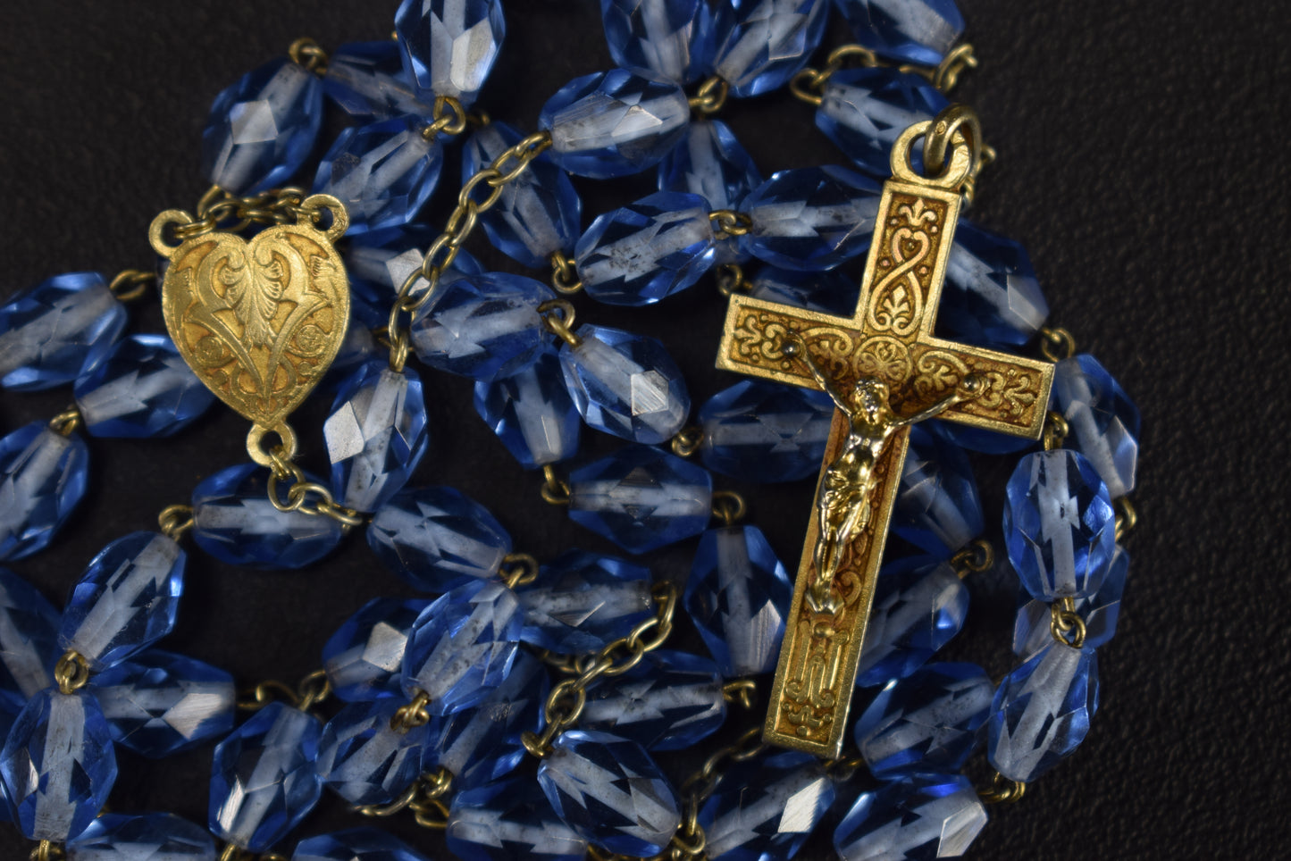 Blue Oval Beads Rosary