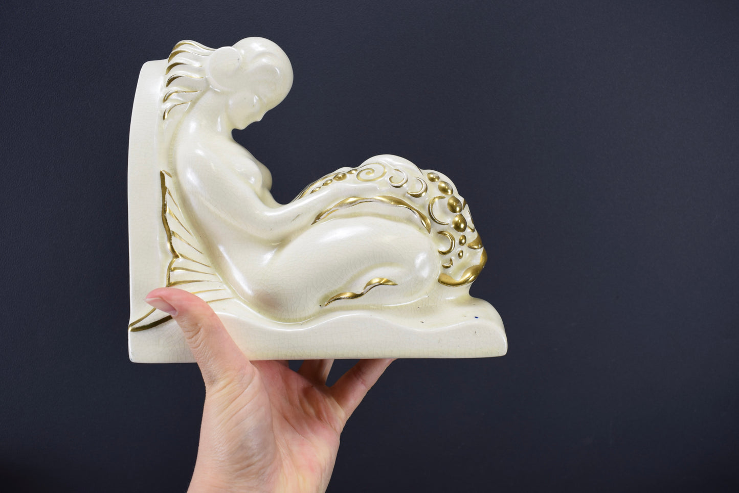 Art Deco Mermaid Bookends Lejan