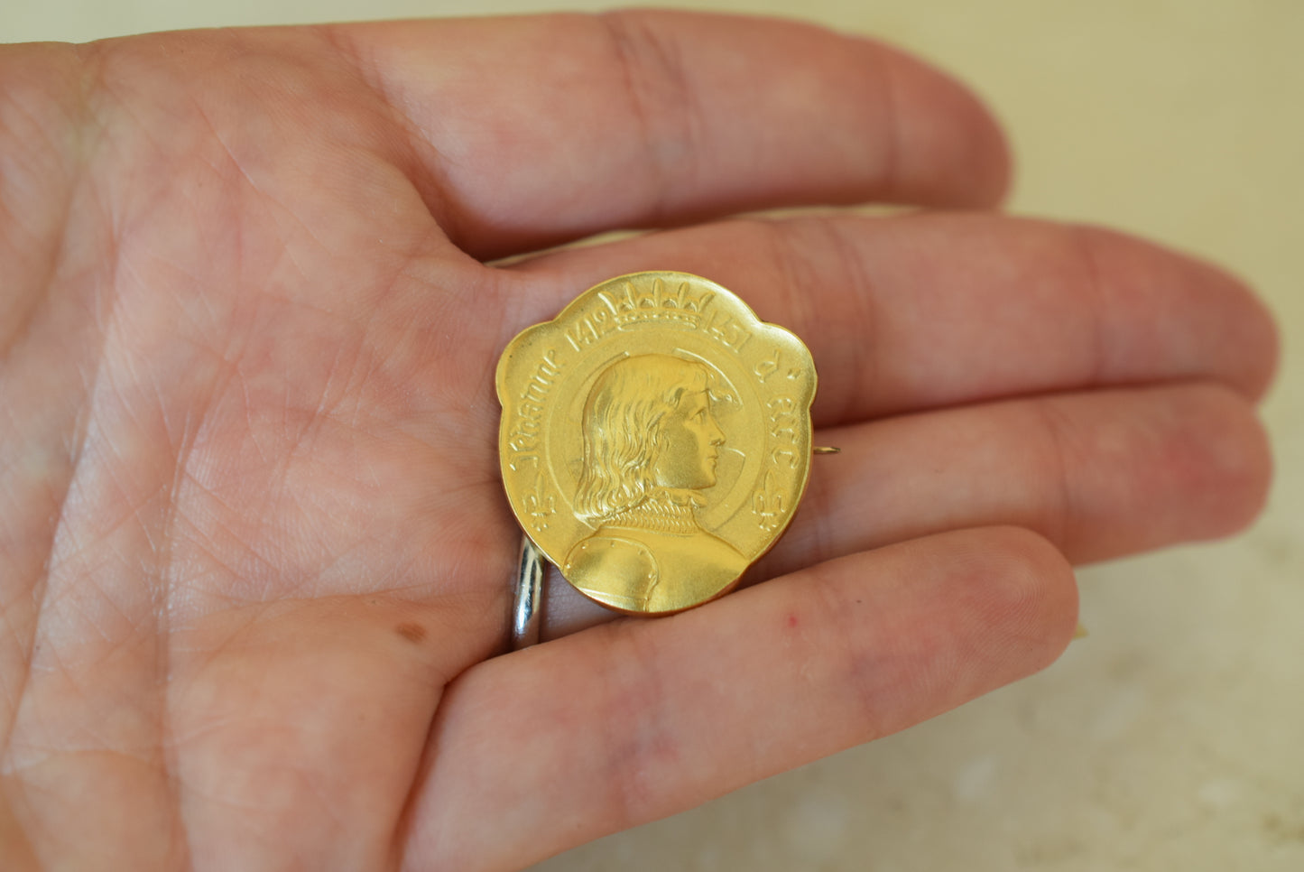 Gold St Joan of Arc Brooch