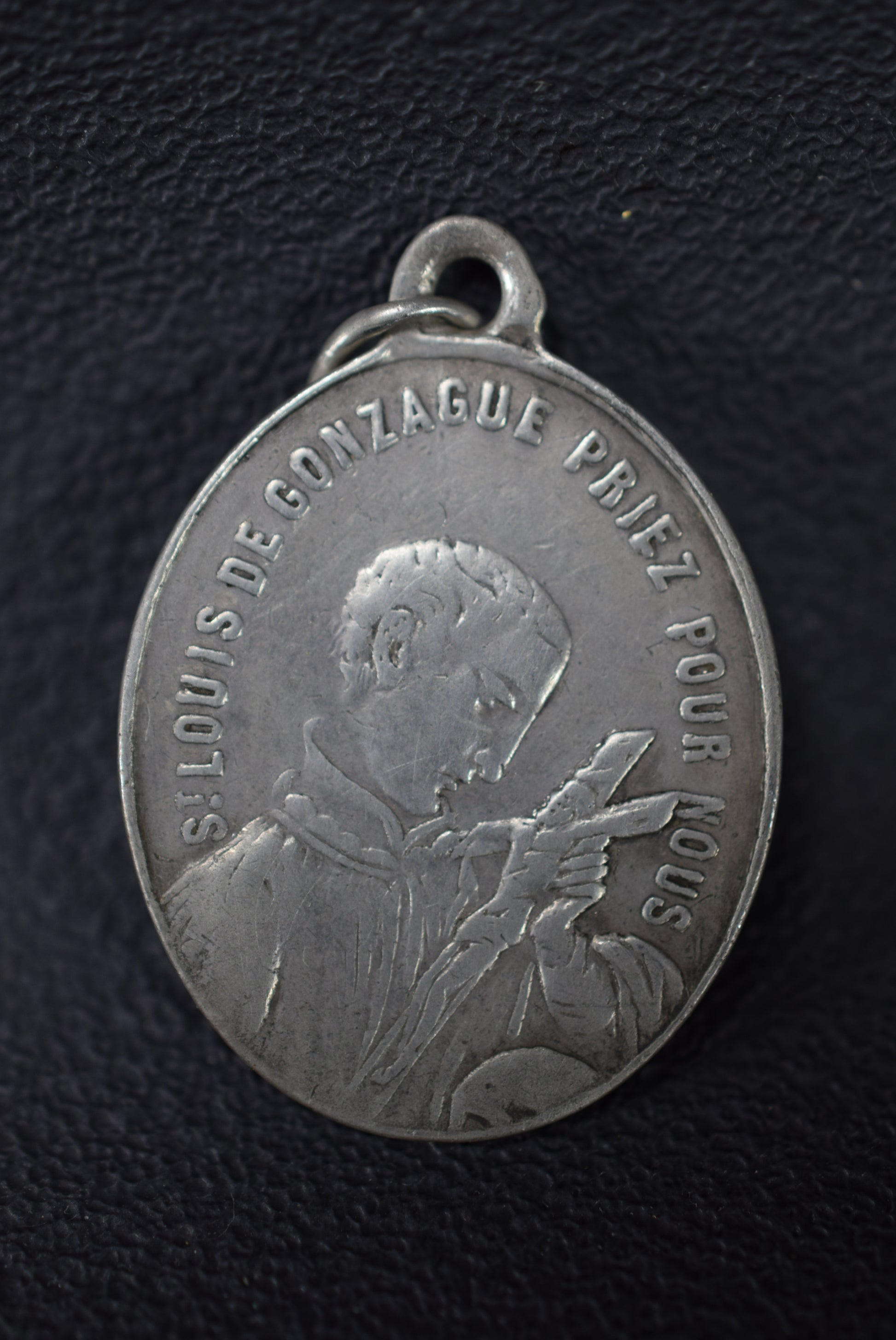 French 19C Silver Angel Guardian Saint Louis of Gonzague Medal Vachette