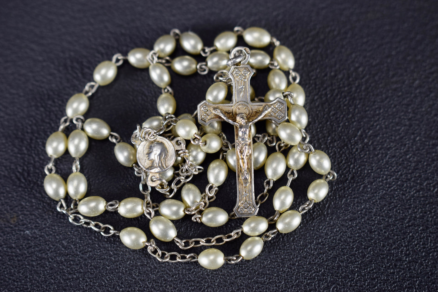 Art Nouveau Cultured Pearls Sterling Silver Rosary