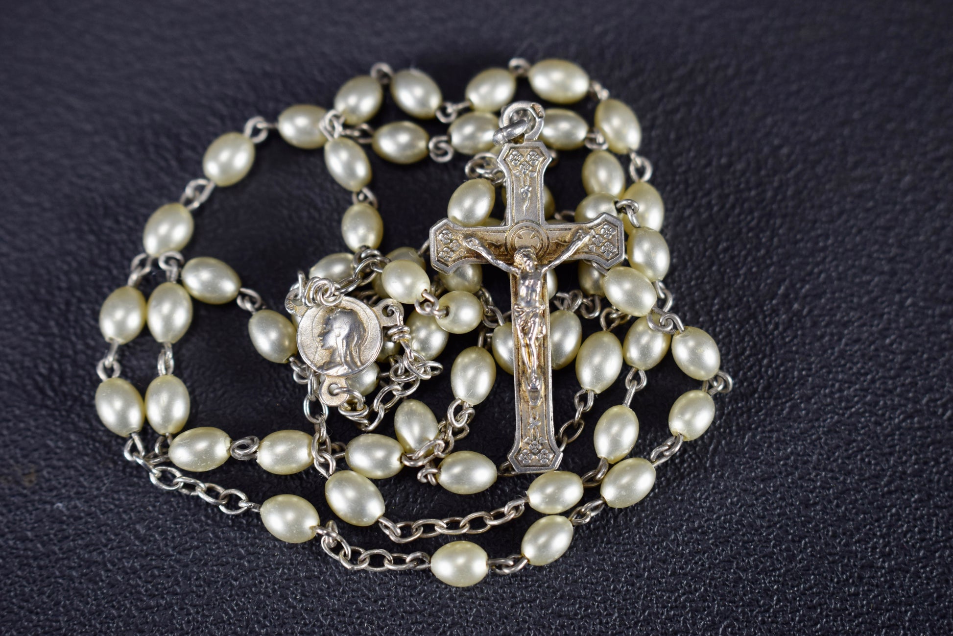 Art Nouveau Cultured Pearls Sterling Silver Rosary