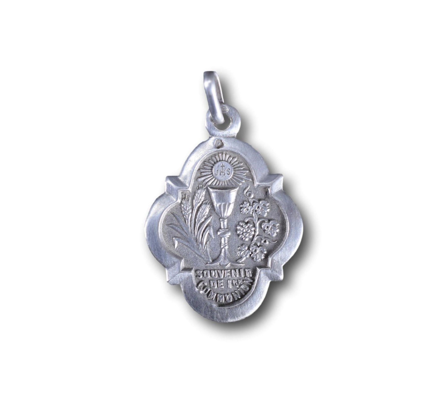 1888 Sterling Silver Chalice Medal Pendant 1st Communion
