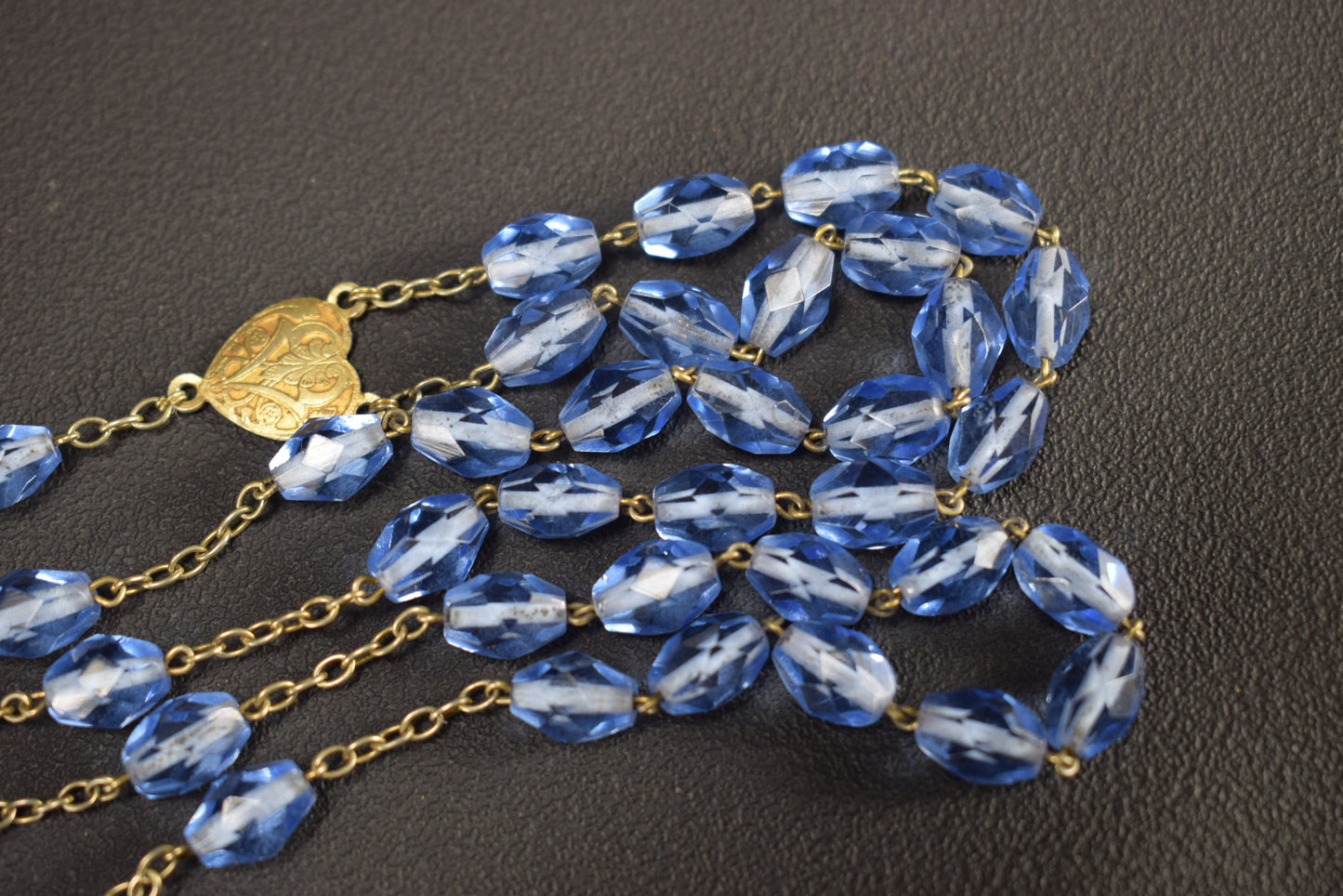 Blue Oval Beads Rosary