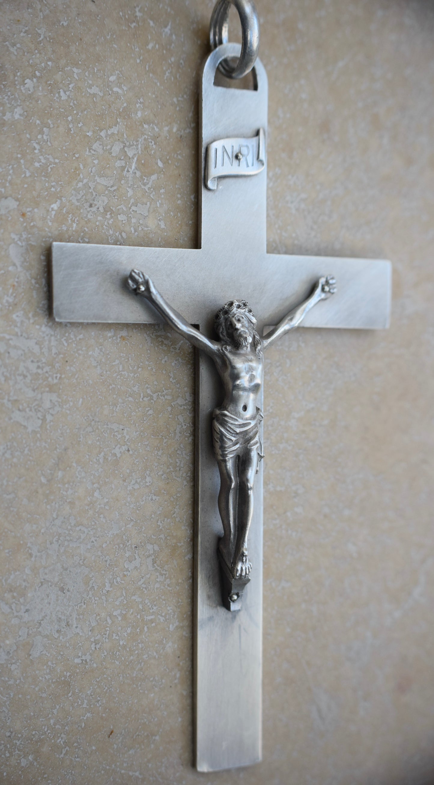 4" Sterling Silver Pectoral Cross Pendant Crucifix