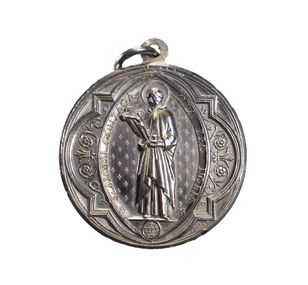 Virgin Mary Jesuit Saint Aloysius Gonzaga Pendant by Penin Poncet Vintage Religious Medal