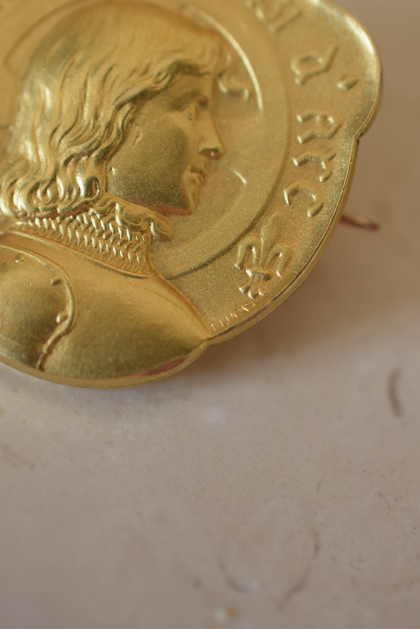 Gold St Joan of Arc Brooch