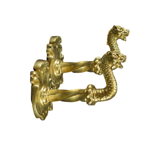 Gilt Bronze Panther Holdbacks Drapery Tie Back Curtain Holder Wall Hooks
