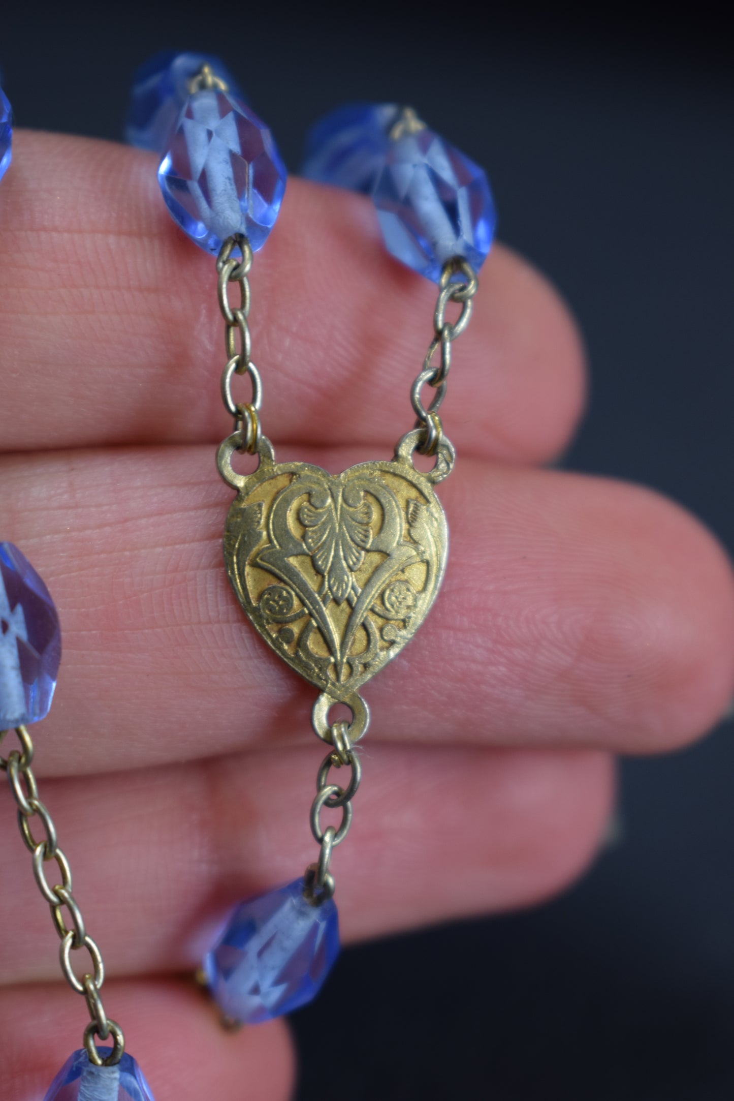Blue Oval Beads Rosary