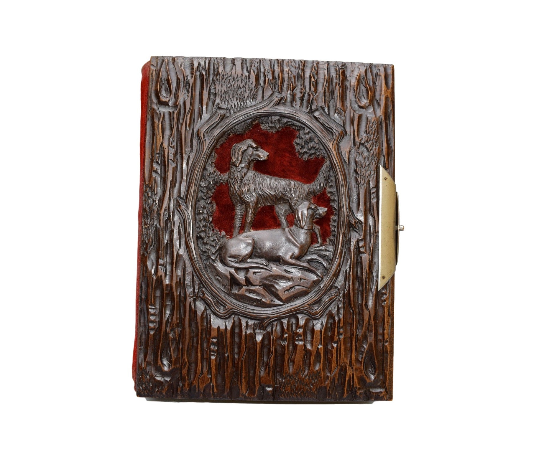 French Antique Black Forest Hand Carved Cover Photograph Album - Charmantiques