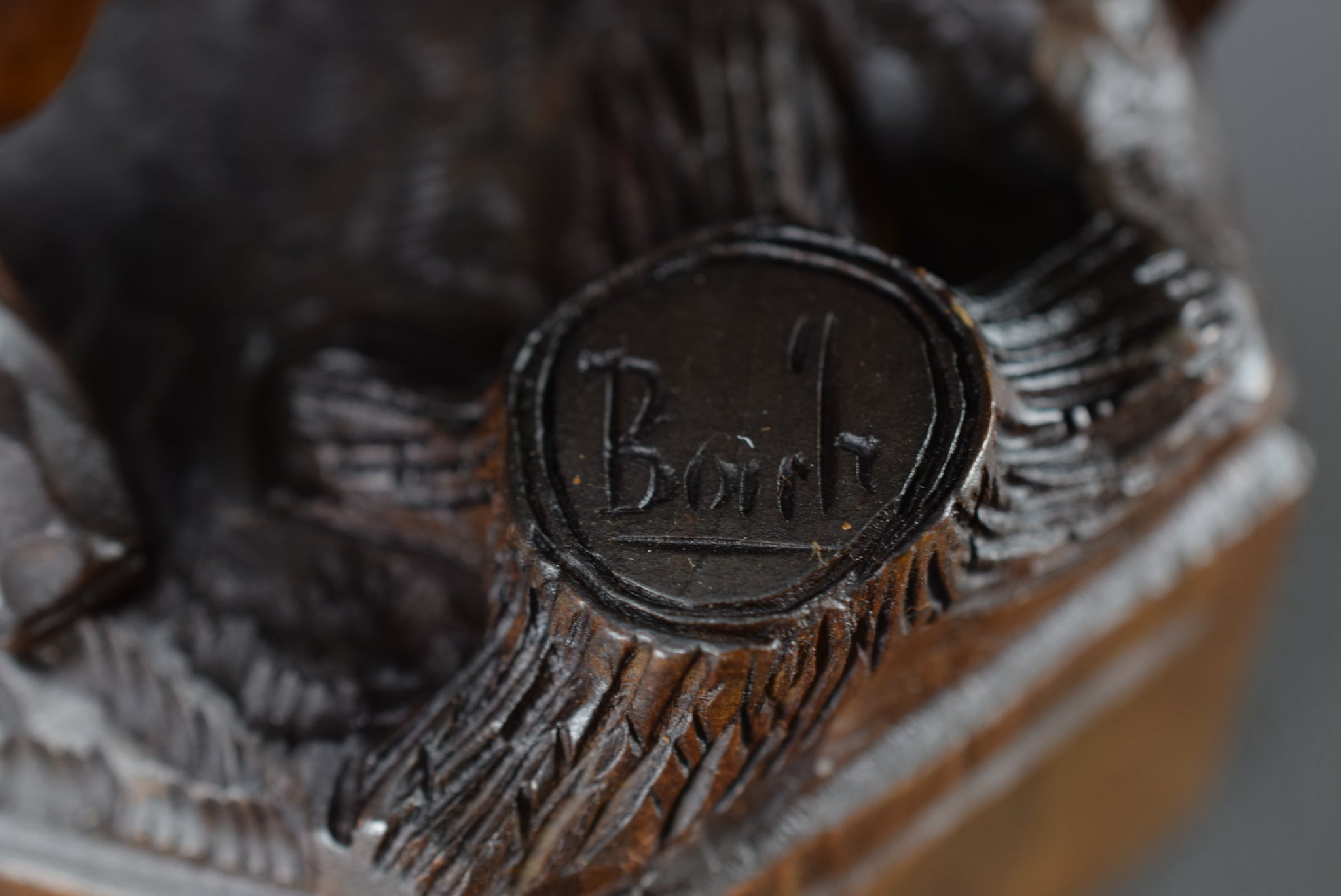 Black Forest Carved Wood Hunter