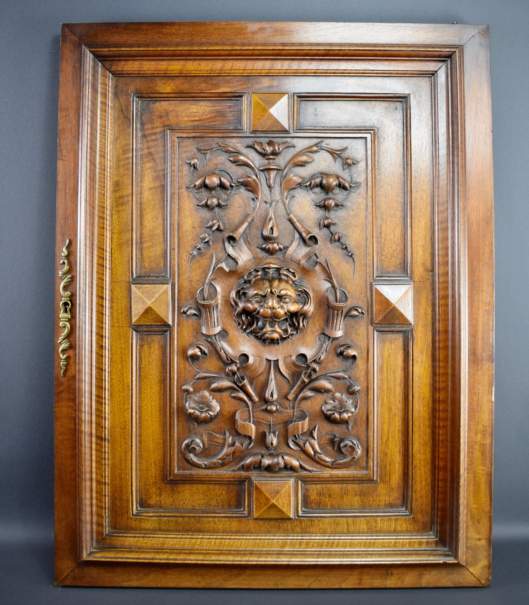 French Antique Hand Carved Wood Cupboard / Closet Door - Lion head - 19th