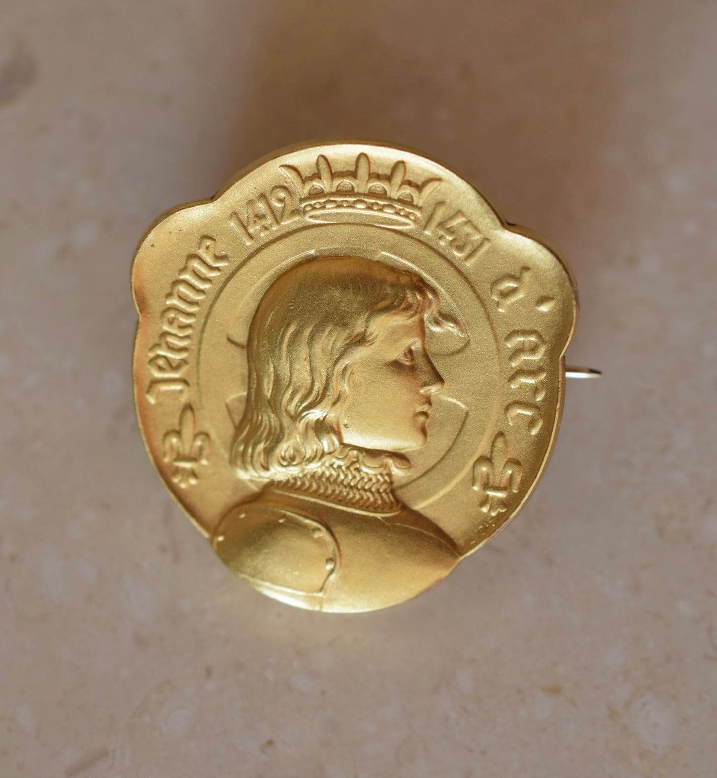 Gold St Joan of Arc Brooch