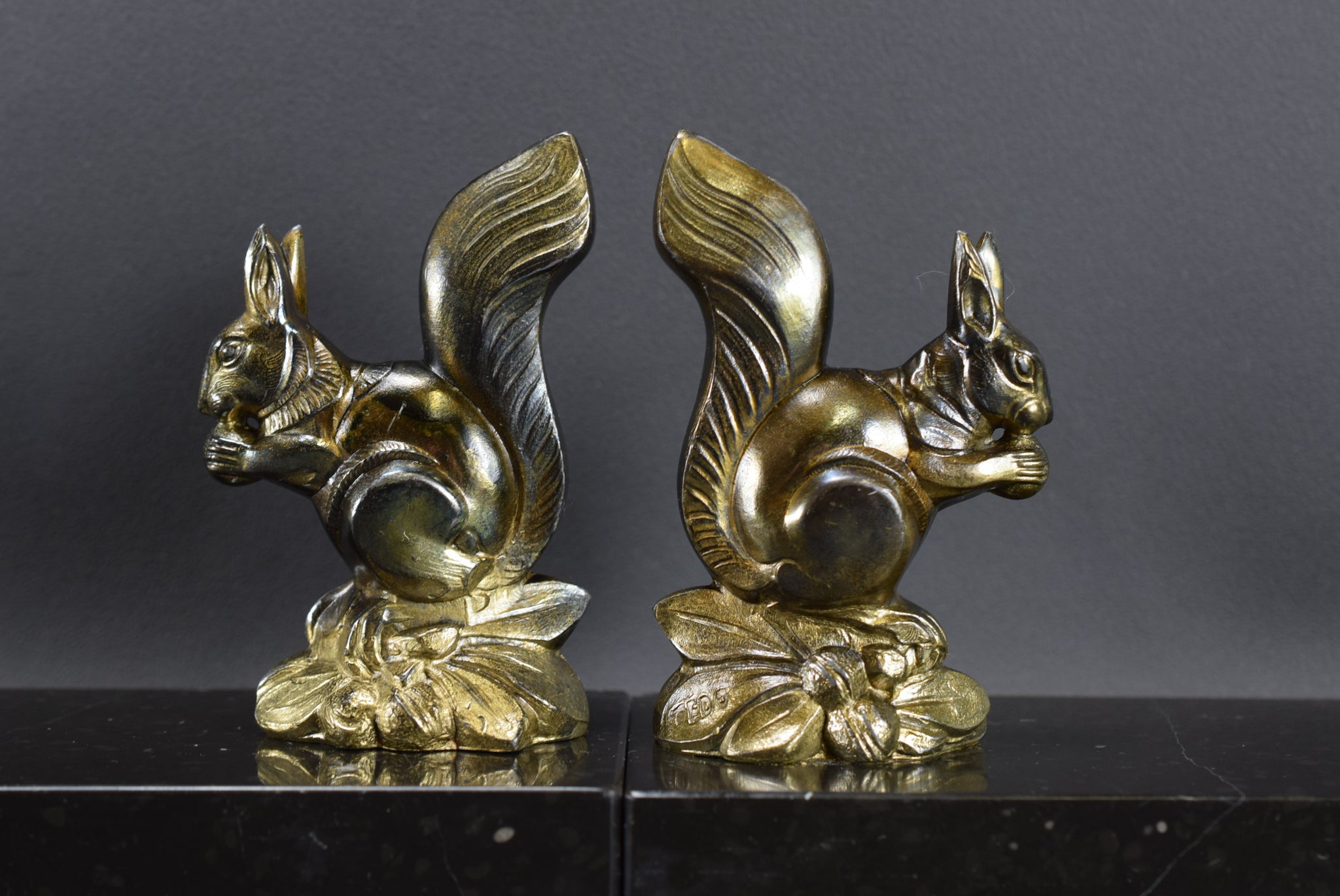 Vintage Art Deco French Pair of Squirrels Bookends Book Ends TEDD