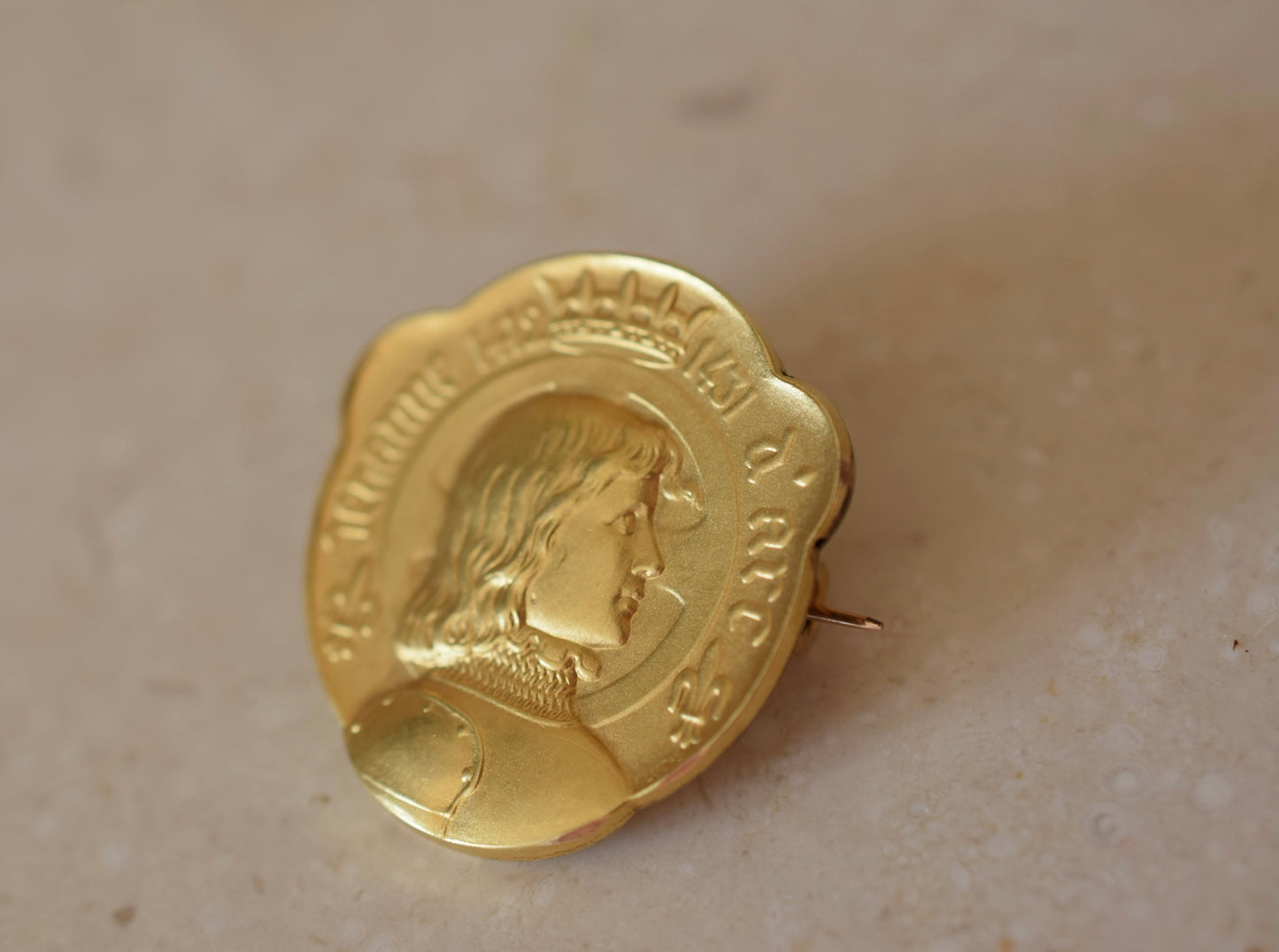 Gold St Joan of Arc Brooch