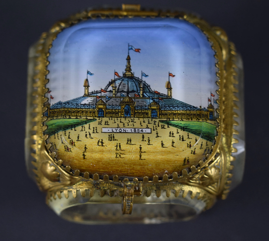 Eglomise Casket Box Jewelry Case Souvenir of Lyon