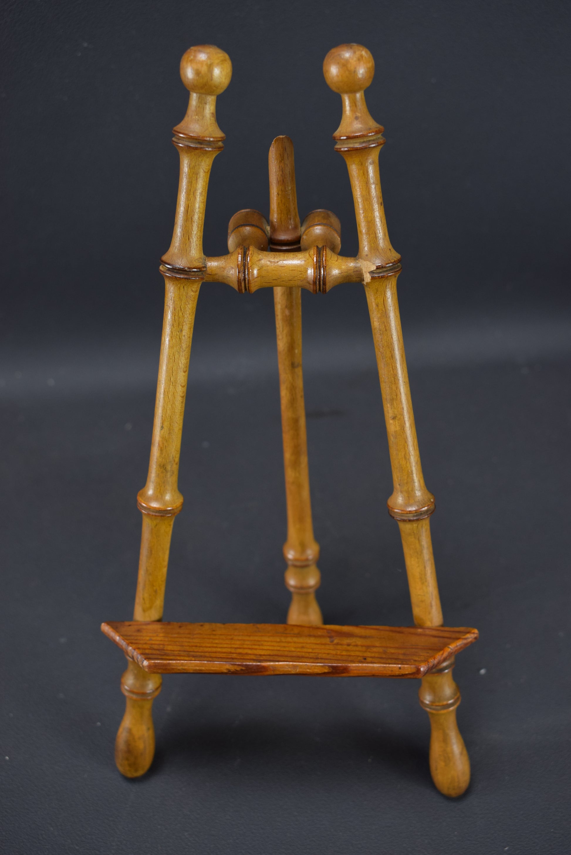 Vintage Faux Bamboo Display Easel French Wood Tabletop Standing Easel