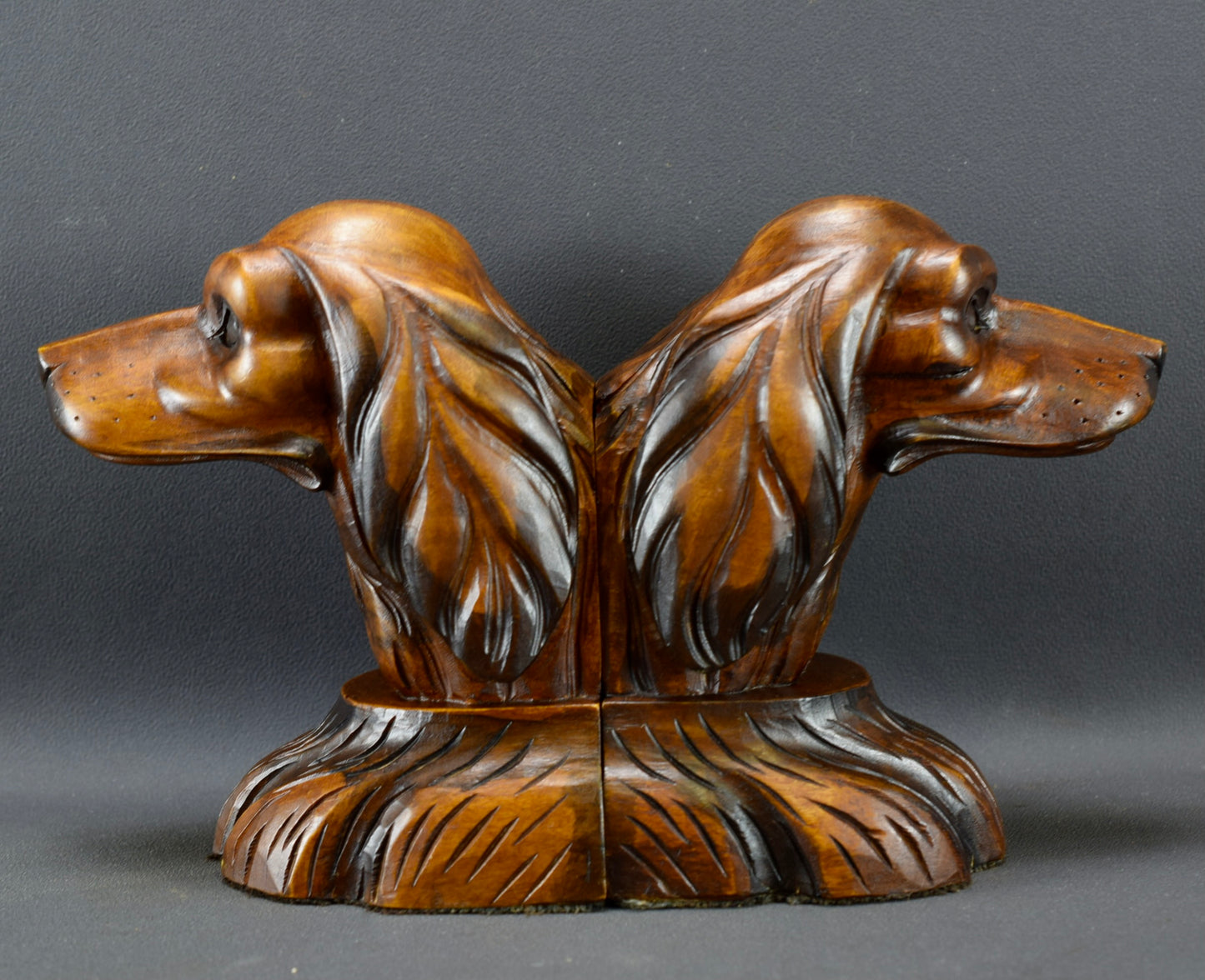 Wood Dog Bookends