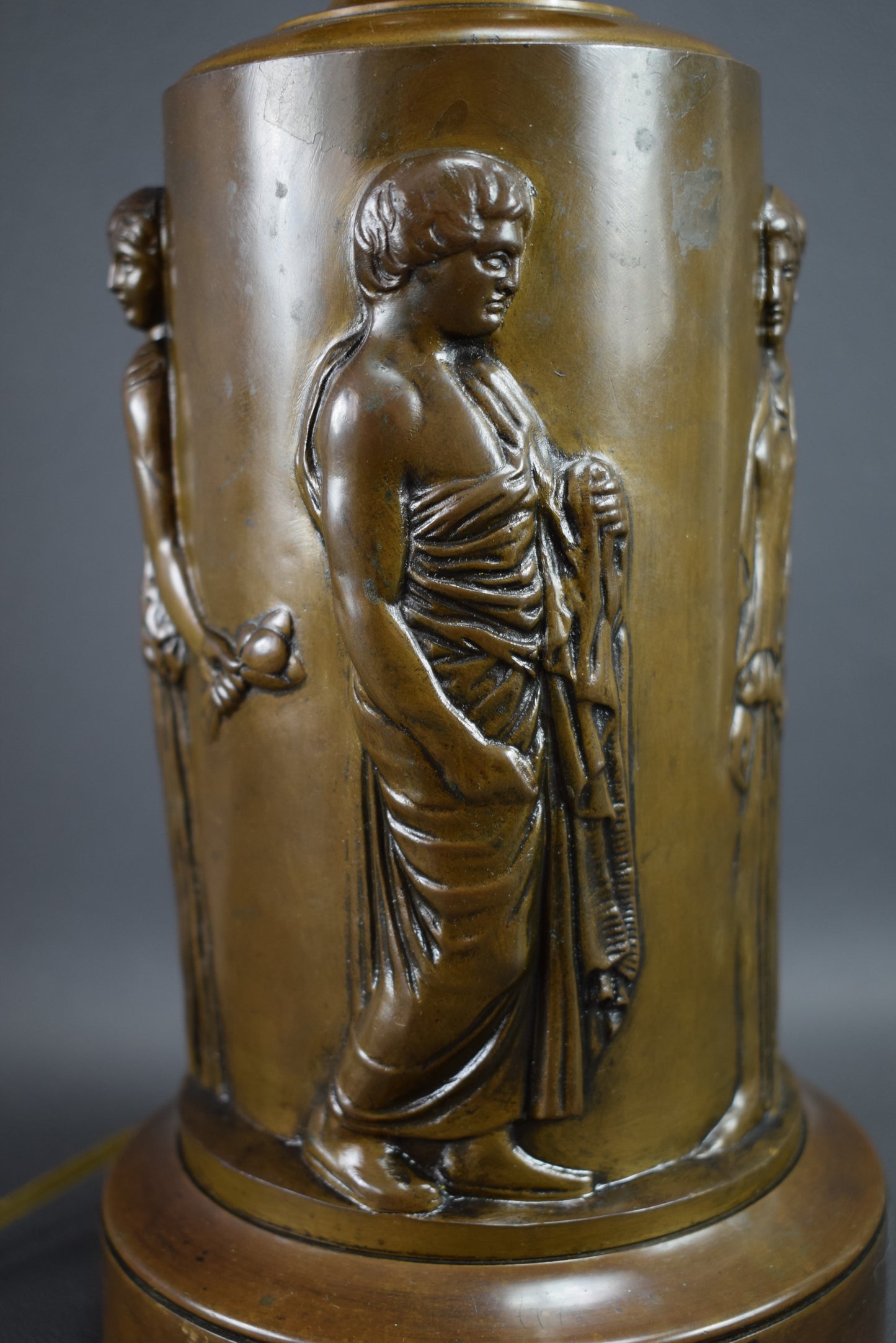 Ferdinand Barbedienne Antique French Bronze Electrified Oil Lamp Base