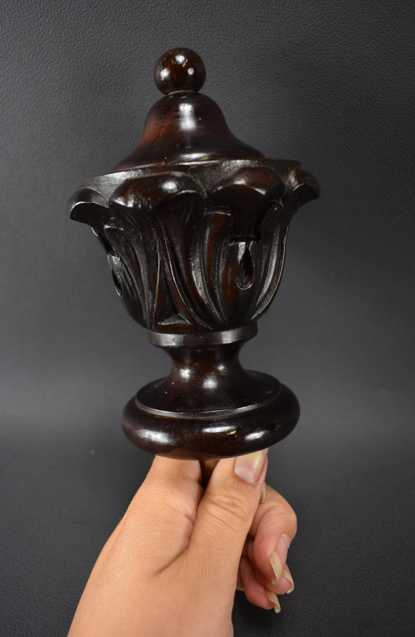French Antique Architectural Carved Wood Stairwell Staircase Newel Post Cap Finial