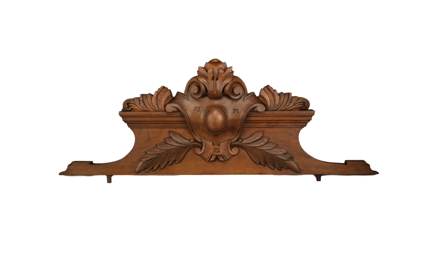 Walnut Bed Pediment - Charmantiques