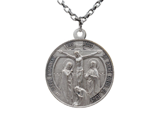 Vintage Sacred Heart of Jesus Medal Love ! Glory ! Pendant