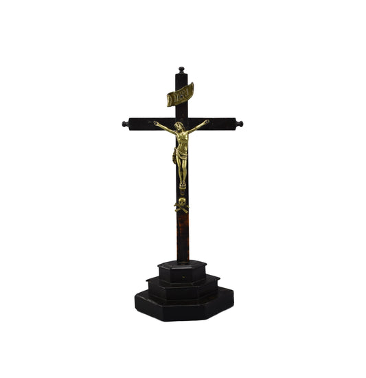 19th.C Standing Crucifix - Charmantiques